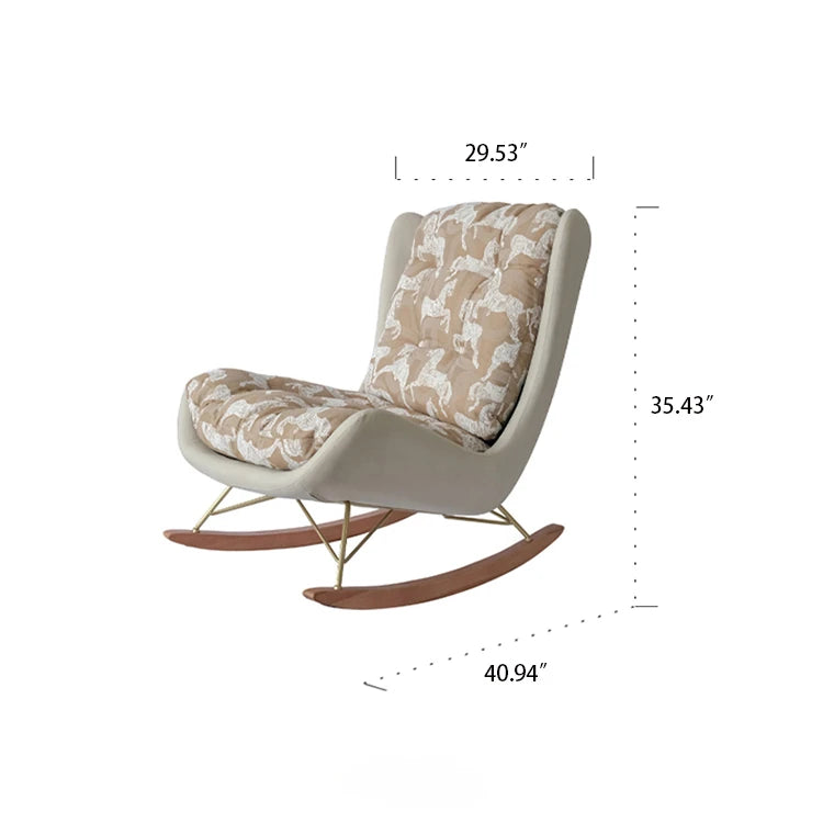 Luxurious Down & Silk Floss Rocking Chair with Beech Wood & Synthetic Leather Accent - Perfect for Stylish Relaxation hrn-5256