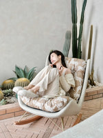 Luxurious Down & Silk Floss Rocking Chair with Beech Wood & Synthetic Leather Accent - Perfect for Stylish Relaxation hrn-5256