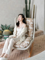 Luxurious Down & Silk Floss Rocking Chair with Beech Wood & Synthetic Leather Accent - Perfect for Stylish Relaxation hrn-5256