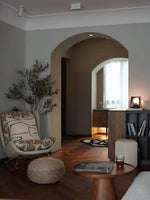 Luxurious Down & Silk Floss Rocking Chair with Beech Wood & Synthetic Leather Accent - Perfect for Stylish Relaxation hrn-5256
