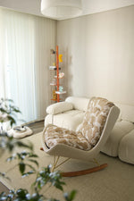 Luxurious Down & Silk Floss Rocking Chair with Beech Wood & Synthetic Leather Accent - Perfect for Stylish Relaxation hrn-5256
