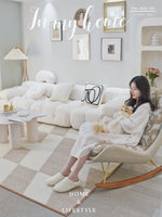 Luxurious Down & Silk Floss Rocking Chair with Beech Wood & Synthetic Leather Accent - Perfect for Stylish Relaxation hrn-5256
