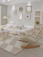 Luxurious Down & Silk Floss Rocking Chair with Beech Wood & Synthetic Leather Accent - Perfect for Stylish Relaxation hrn-5256