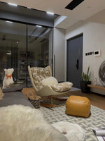 Luxurious Down & Silk Floss Rocking Chair with Beech Wood & Synthetic Leather Accent - Perfect for Stylish Relaxation hrn-5256