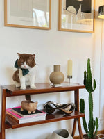 Stylish Rubber Wood Side Table with Synthetic Leather Accents – Perfect for Any Space! hrn-5258