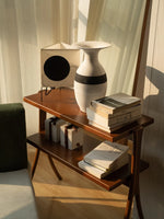 Stylish Rubber Wood Side Table with Synthetic Leather Accents – Perfect for Any Space! hrn-5258