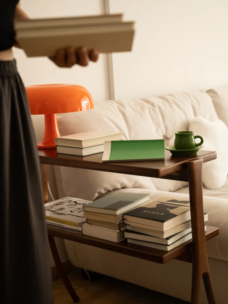 Stylish Rubber Wood Side Table with Synthetic Leather Accents – Perfect for Any Space! hrn-5258