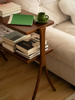 Stylish Rubber Wood Side Table with Synthetic Leather Accents – Perfect for Any Space! hrn-5258