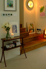 Stylish Rubber Wood Side Table with Synthetic Leather Accents – Perfect for Any Space! hrn-5258