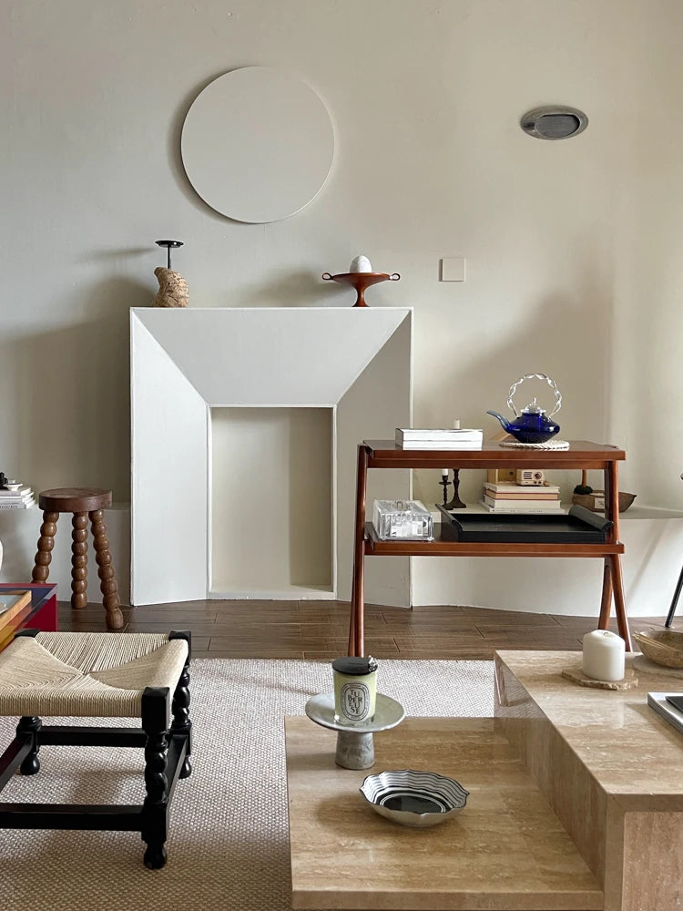 Stylish Rubber Wood Side Table with Synthetic Leather Accents – Perfect for Any Space! hrn-5258