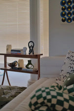 Stylish Rubber Wood Side Table with Synthetic Leather Accents – Perfect for Any Space! hrn-5258