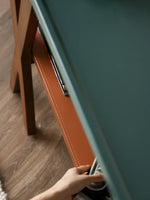 Stylish Ash Wood Console Table with Multi-layer Board and Synthetic Leather Accents hrn-5260