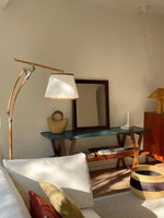 Stylish Ash Wood Console Table with Multi-layer Board and Synthetic Leather Accents hrn-5260