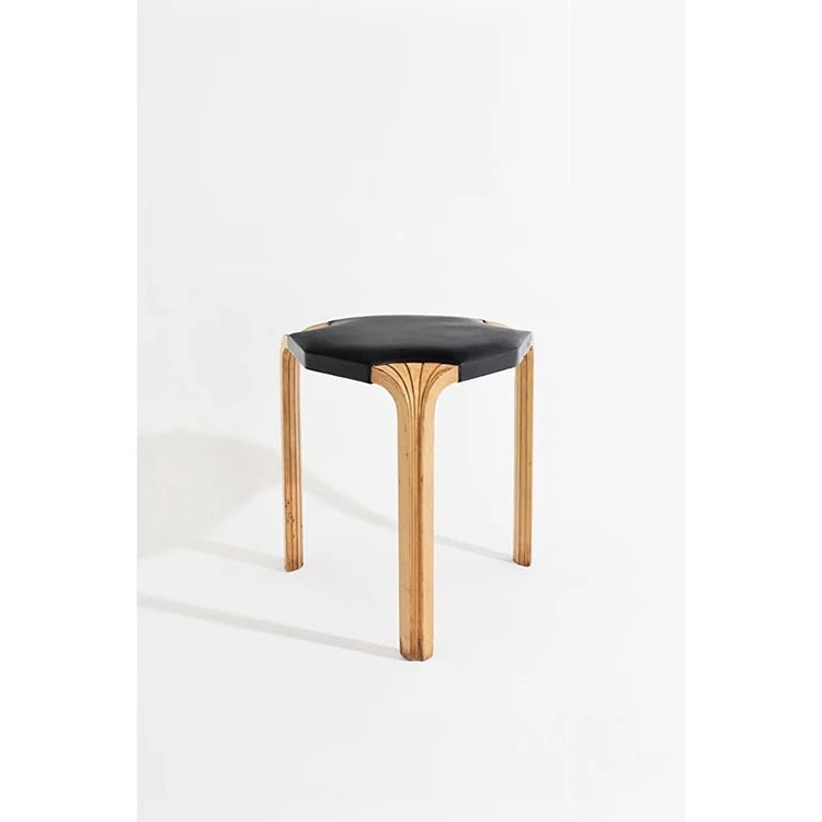 Stylish Cowhide and Ash Wood Stool - Modern Hexagonal Design for Any Space hrn-5262