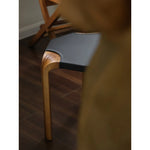 Stylish Cowhide and Ash Wood Stool - Modern Hexagonal Design for Any Space hrn-5262