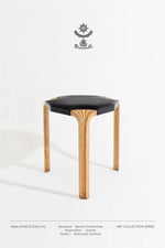 Stylish Cowhide and Ash Wood Stool - Modern Hexagonal Design for Any Space hrn-5262