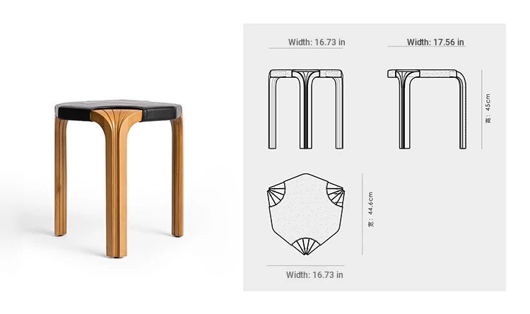 Stylish Cowhide and Ash Wood Stool - Modern Hexagonal Design for Any Space hrn-5262