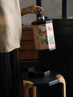 Stylish Cowhide and Ash Wood Stool - Modern Hexagonal Design for Any Space hrn-5262