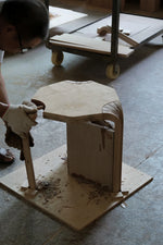 Stylish Cowhide and Ash Wood Stool - Modern Hexagonal Design for Any Space hrn-5262