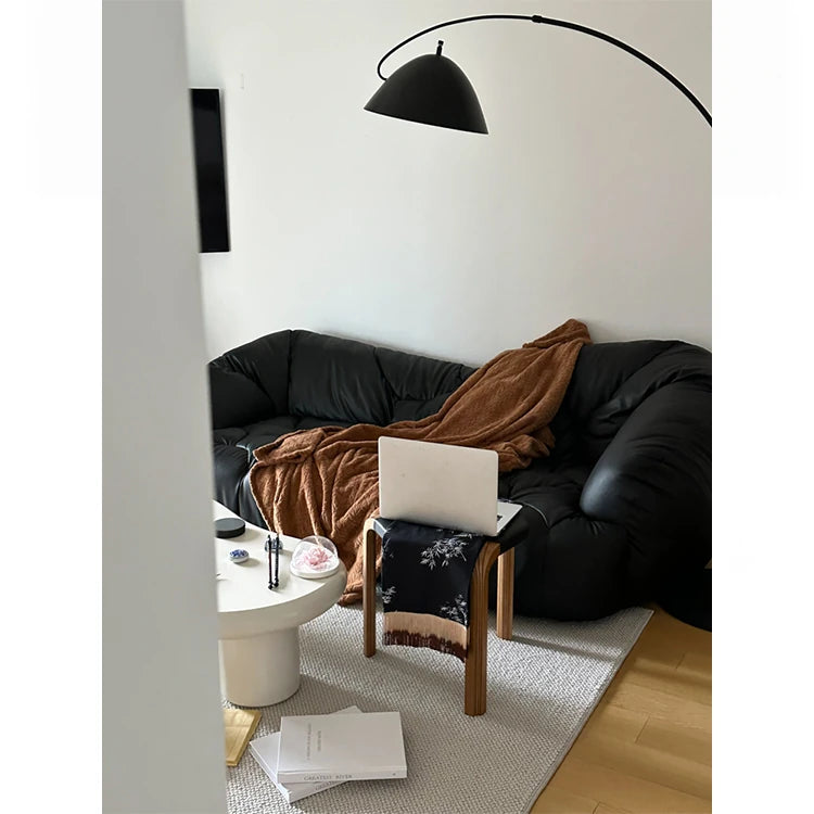 Stylish Cowhide and Ash Wood Stool - Modern Hexagonal Design for Any Space hrn-5262