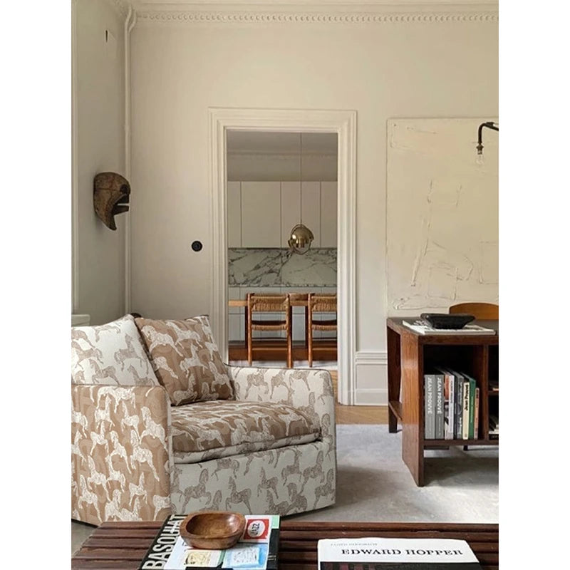 Luxurious Pine Chair with Down and Cotton-Ramie Upholstery – Perfect for Cozy Living Spaces hrn-5264