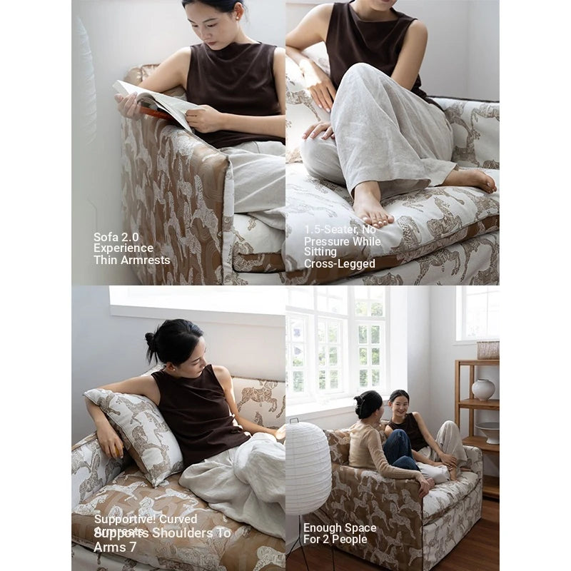 Luxurious Pine Chair with Down and Cotton-Ramie Upholstery – Perfect for Cozy Living Spaces hrn-5264