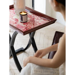 Elegant Birch Side Table with Floral Design – Modern Accent for Living Room or Bedroom hrn-5266