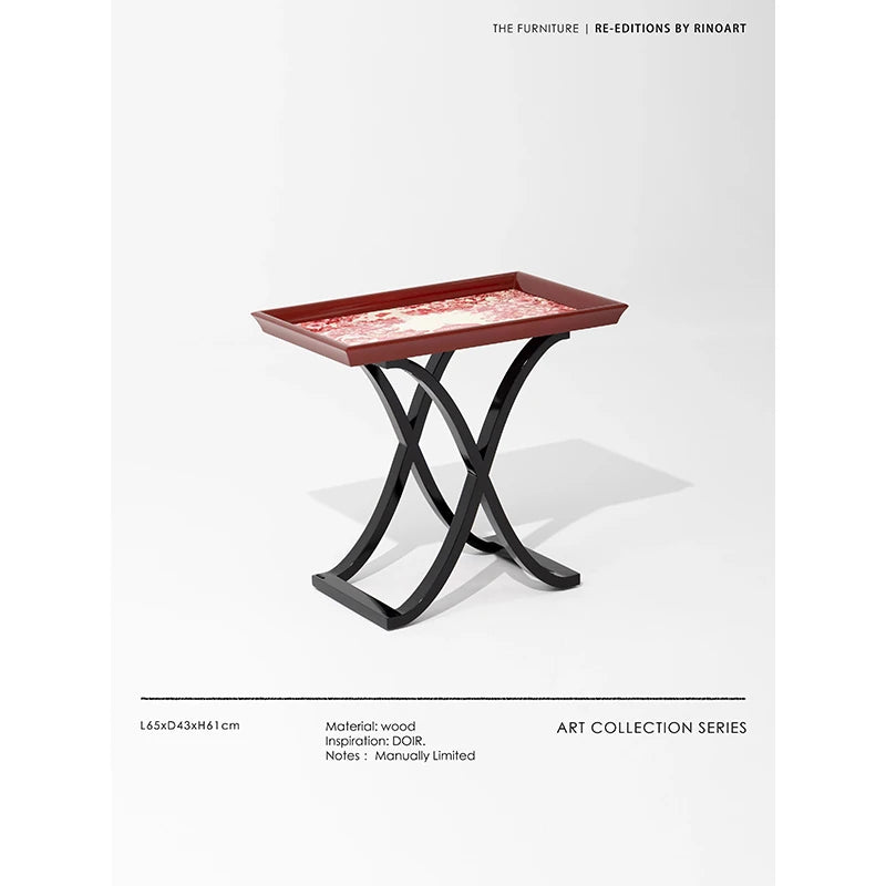 Elegant Birch Side Table with Floral Design – Modern Accent for Living Room or Bedroom hrn-5266