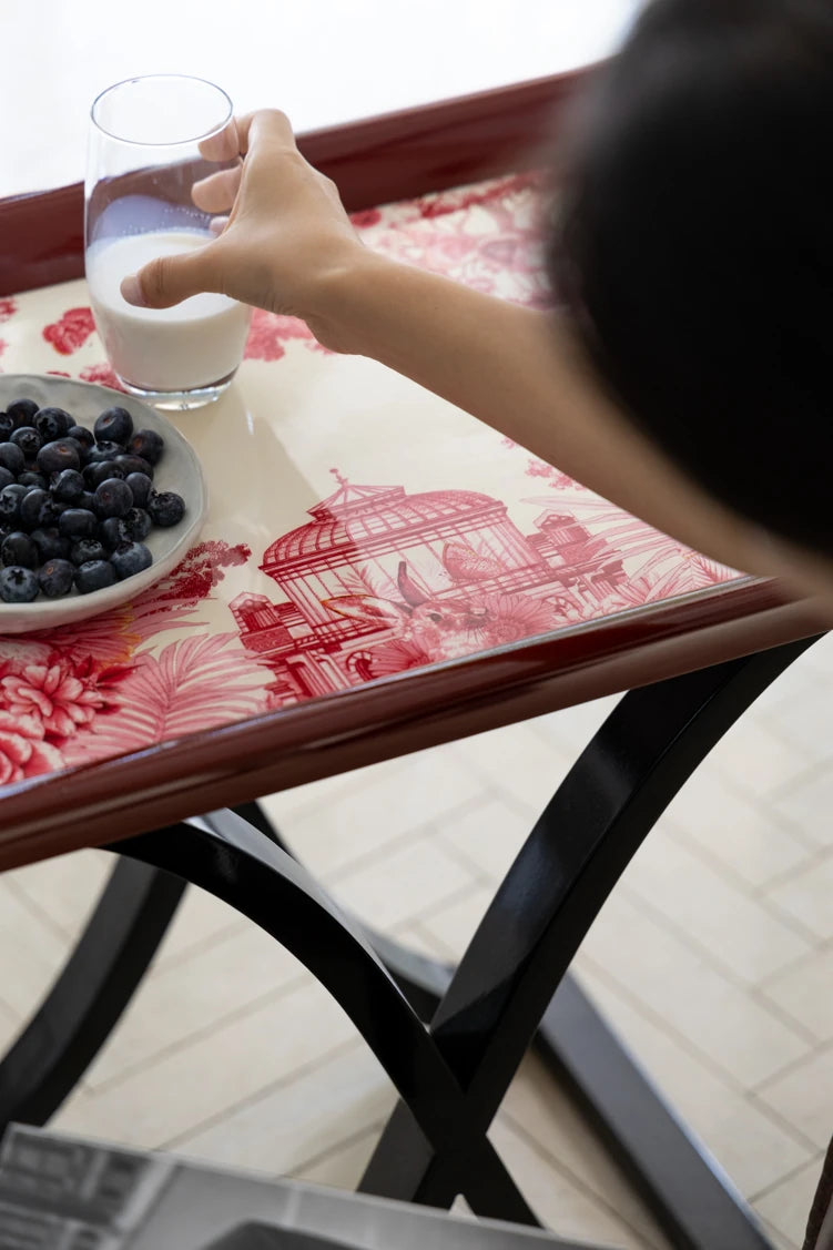 Elegant Birch Side Table with Floral Design – Modern Accent for Living Room or Bedroom hrn-5266