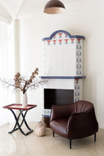 Elegant Birch Side Table with Floral Design – Modern Accent for Living Room or Bedroom hrn-5266