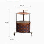 Stylish PU Leather Side Table with Stainless Steel Accents and Black Walnut Wood Base – Modern Decorative Accent for Living Room and Bedroom hrn-5267