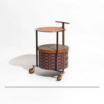 Stylish PU Leather Side Table with Stainless Steel Accents and Black Walnut Wood Base – Modern Decorative Accent for Living Room and Bedroom hrn-5267