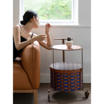 Stylish PU Leather Side Table with Stainless Steel Accents and Black Walnut Wood Base – Modern Decorative Accent for Living Room and Bedroom hrn-5267