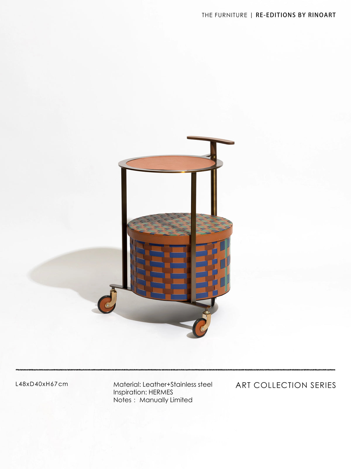 Stylish PU Leather Side Table with Stainless Steel Accents and Black Walnut Wood Base – Modern Decorative Accent for Living Room and Bedroom hrn-5267