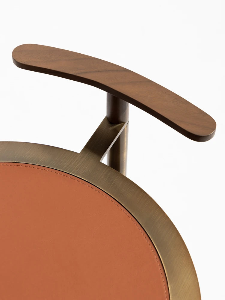 Stylish PU Leather Side Table with Stainless Steel Accents and Black Walnut Wood Base – Modern Decorative Accent for Living Room and Bedroom hrn-5267