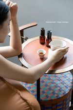 Stylish PU Leather Side Table with Stainless Steel Accents and Black Walnut Wood Base – Modern Decorative Accent for Living Room and Bedroom hrn-5267