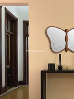 Unique Butterfly-Shaped Mirror with Solid Wood Frame - Hand-Cut Glass Design for Elegant Home Décor hrn-5268