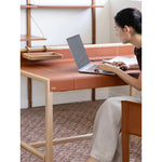 Stylish Ash Wood Computer Desk with Synthetic Leather Top - Modern Home Office Furniture hrn-5269