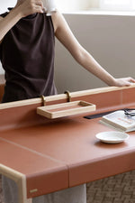 Stylish Ash Wood Computer Desk with Synthetic Leather Top - Modern Home Office Furniture hrn-5269