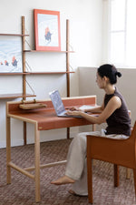 Stylish Ash Wood Computer Desk with Synthetic Leather Top - Modern Home Office Furniture hrn-5269