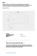 Stylish Ash Wood Computer Desk with Synthetic Leather Top - Modern Home Office Furniture hrn-5269