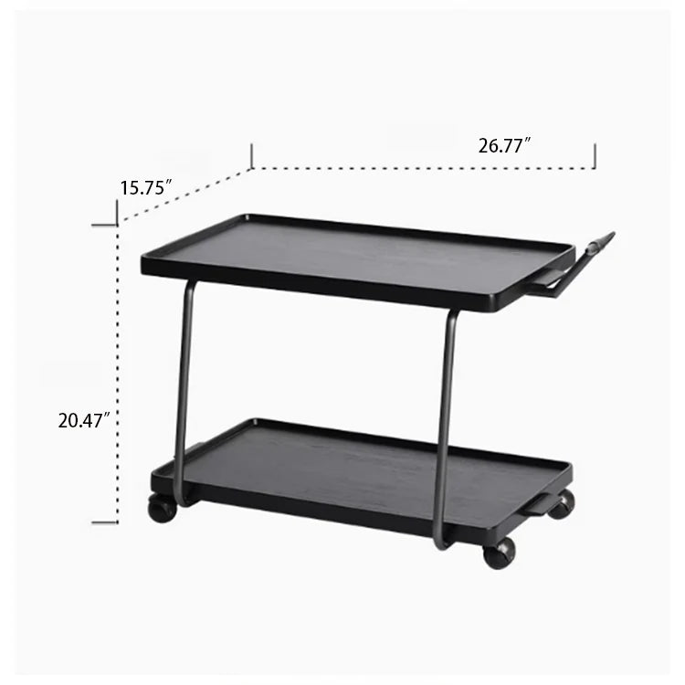 Elegant Metal and Oak Serving Cart with Copper Accents - Perfect for Entertaining hrn-5272