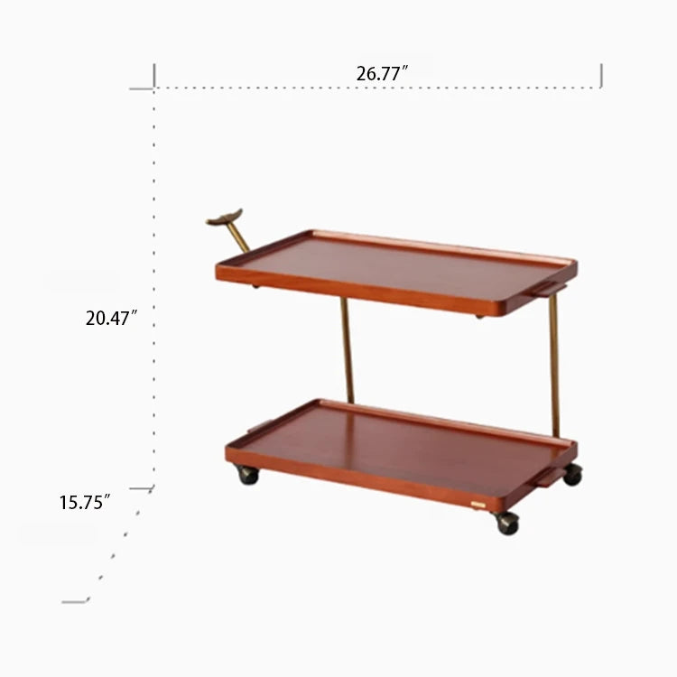 Elegant Metal and Oak Serving Cart with Copper Accents - Perfect for Entertaining hrn-5272