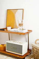 Elegant Metal and Oak Serving Cart with Copper Accents - Perfect for Entertaining hrn-5272