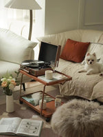 Elegant Metal and Oak Serving Cart with Copper Accents - Perfect for Entertaining hrn-5272