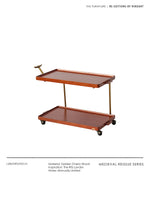 Elegant Metal and Oak Serving Cart with Copper Accents - Perfect for Entertaining hrn-5272