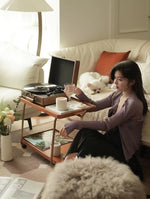 Elegant Metal and Oak Serving Cart with Copper Accents - Perfect for Entertaining hrn-5272