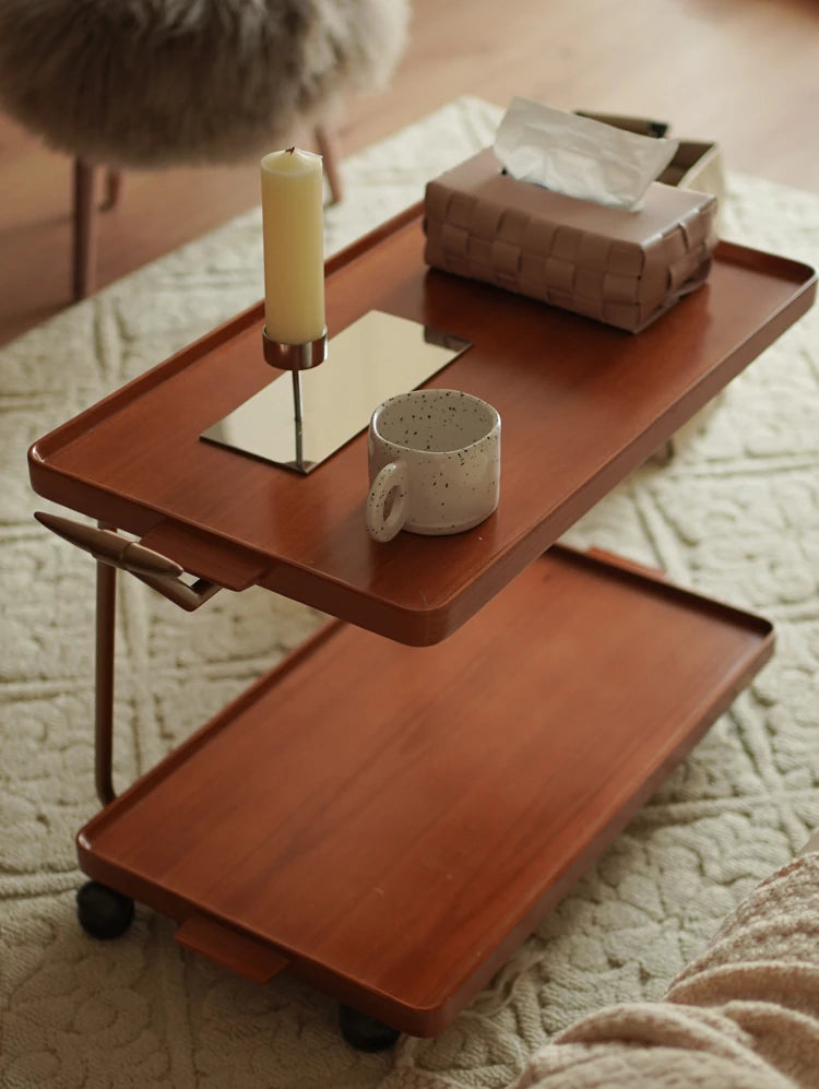 Elegant Metal and Oak Serving Cart with Copper Accents - Perfect for Entertaining hrn-5272