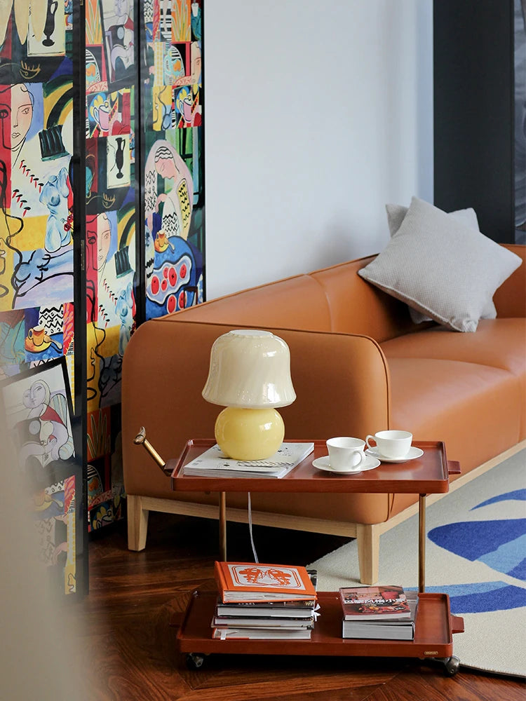 Elegant Metal and Oak Serving Cart with Copper Accents - Perfect for Entertaining hrn-5272