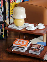 Elegant Metal and Oak Serving Cart with Copper Accents - Perfect for Entertaining hrn-5272